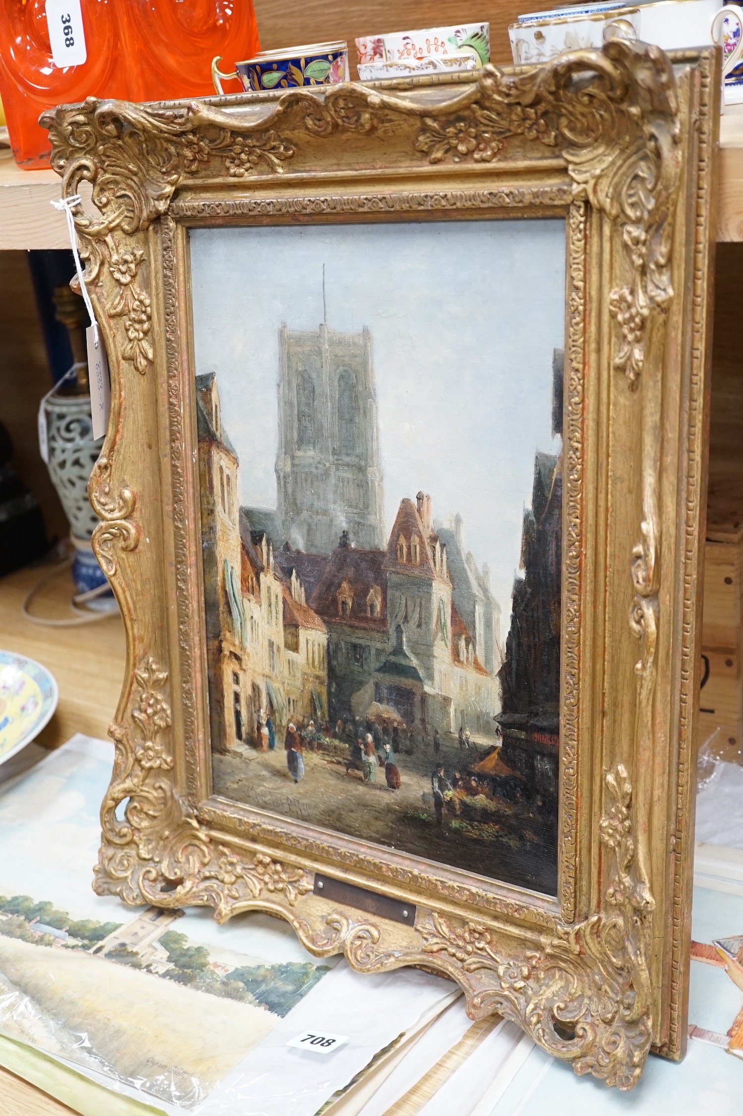 Charles P. Pill (fl.1880-1900), oil on canvas, Continental street scene, signed, 37 x 26cm